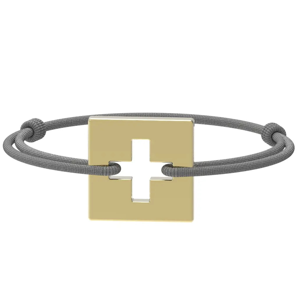 SwissFlag - Bracelet drapeau suisse | Argent plaqué or jaune Argent plaqué or jaune