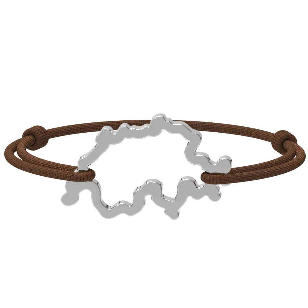 SwissMap - Bracelet carte de la Suisse | Argent rhodié Argent rhodié