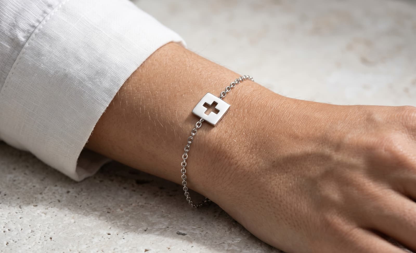 Bracelet chaine The Flag argent