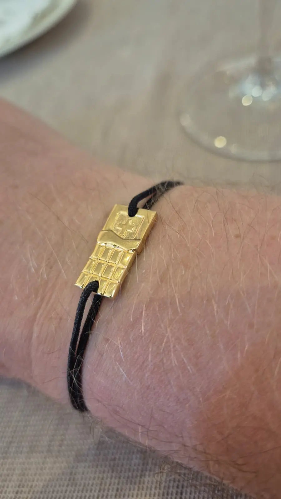 SwissChocolate - Bracelet chocolat suisse | Argent plaqué or jaune Argent plaqué or jaune