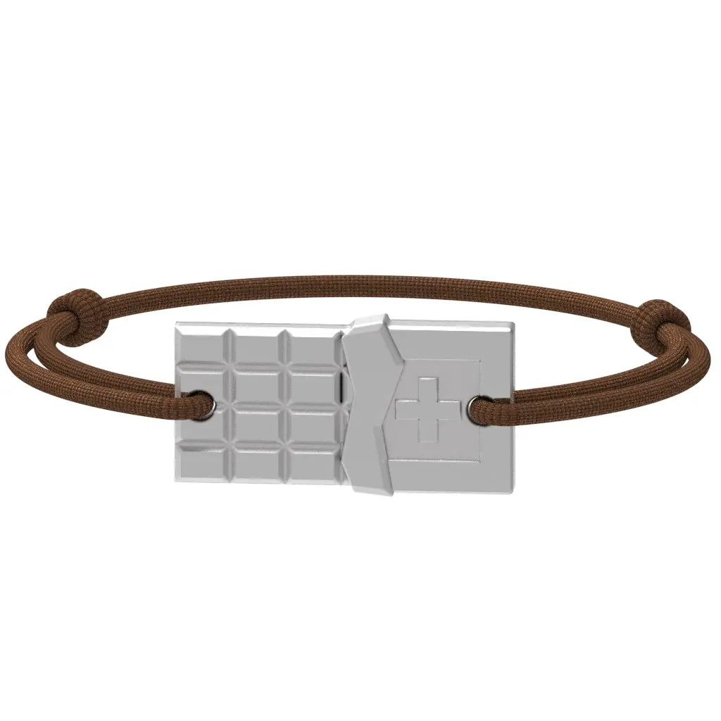 SwissChocolate - Bracelet chocolat suisse | Argent rhodié Argent rhodié