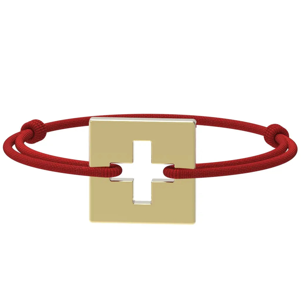 SwissFlag - Bracelet drapeau suisse | Argent plaqué or jaune Argent plaqué or jaune