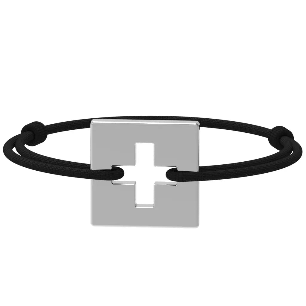 SwissFlag - Bracelet drapeau suisse | Argent rhodié Argent rhodié