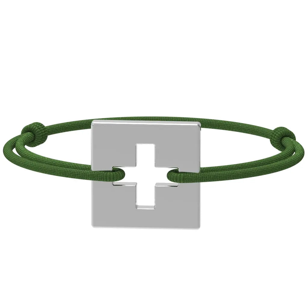 SwissFlag - Bracelet drapeau suisse | Argent rhodié Argent rhodié