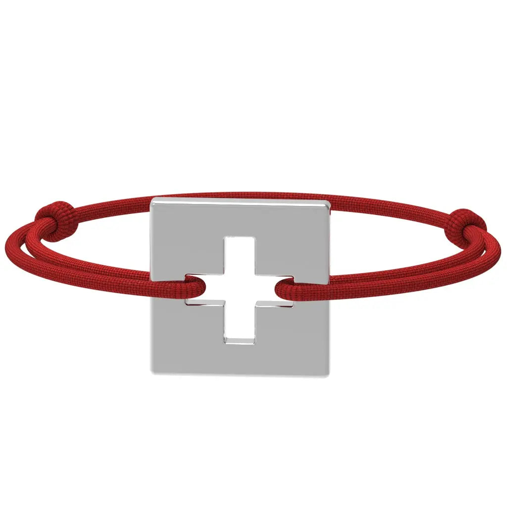 SwissFlag - Bracelet drapeau suisse | Argent rhodié Argent rhodié