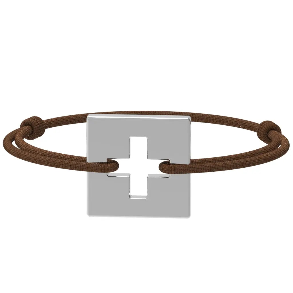 SwissFlag - Bracelet drapeau suisse | Argent rhodié Argent rhodié