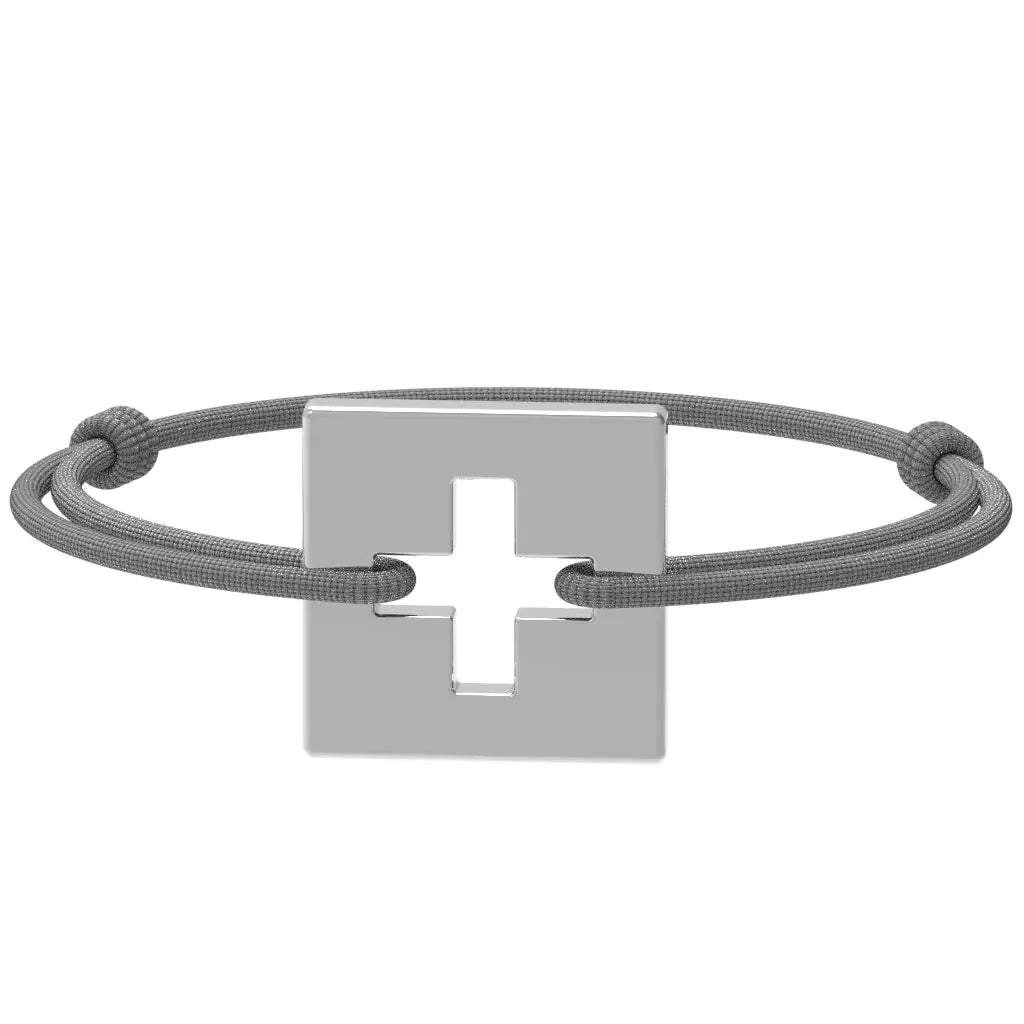 SwissFlag - Bracelet drapeau suisse | Argent rhodié Argent rhodié