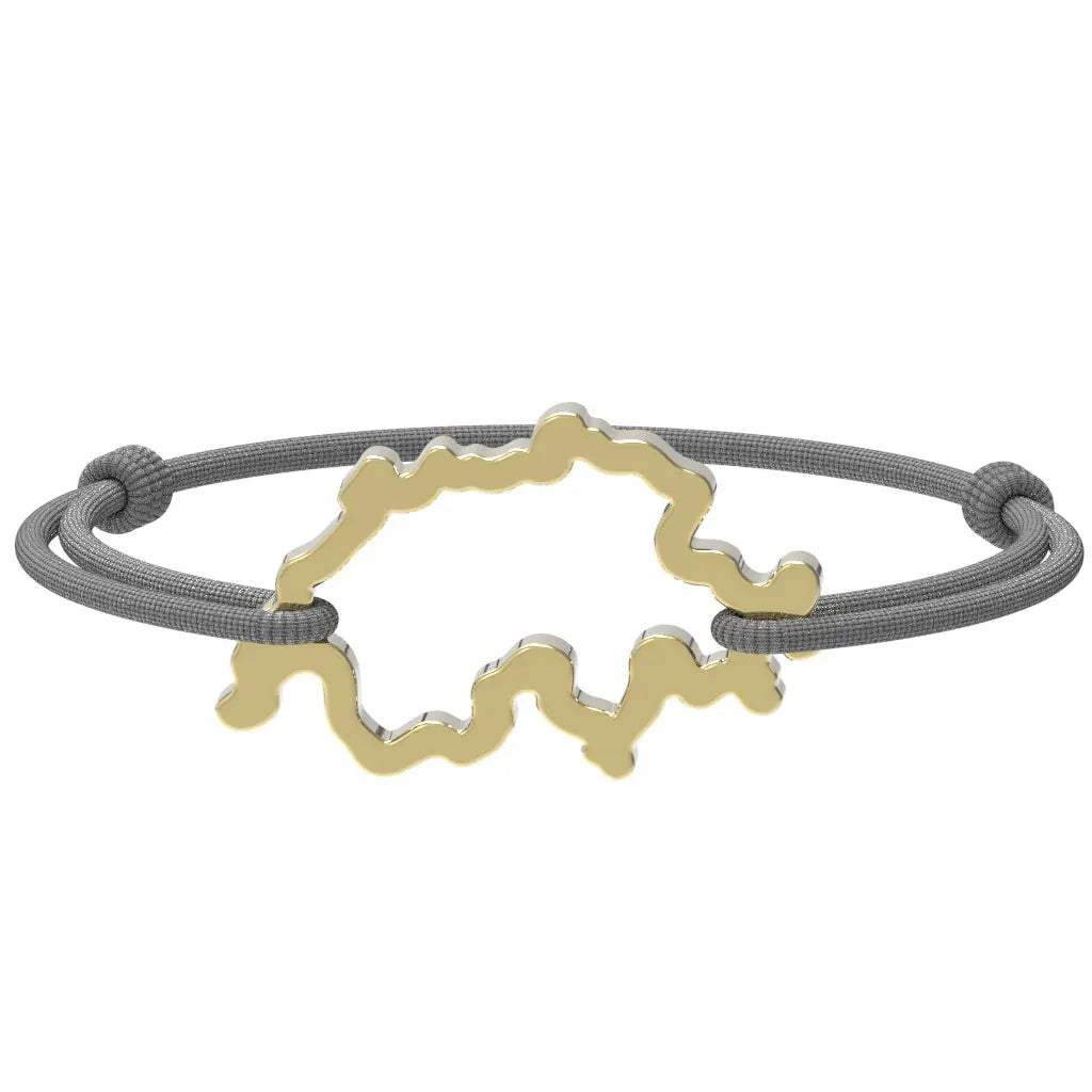SwissMap - Bracelet carte de la Suisse | Argent plaqué or jaune Argent plaqué or jaune