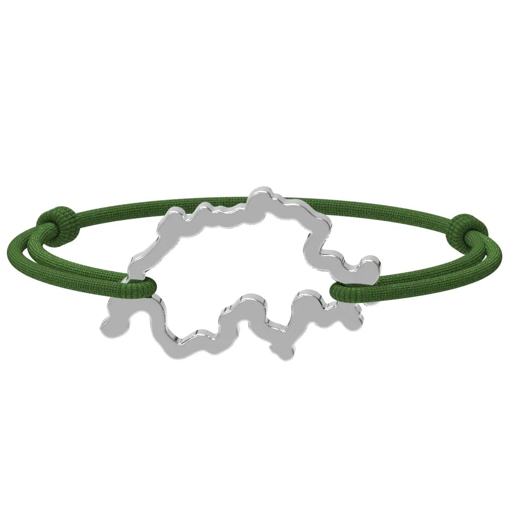 SwissMap - Bracelet carte de la Suisse | Argent rhodié Argent rhodié