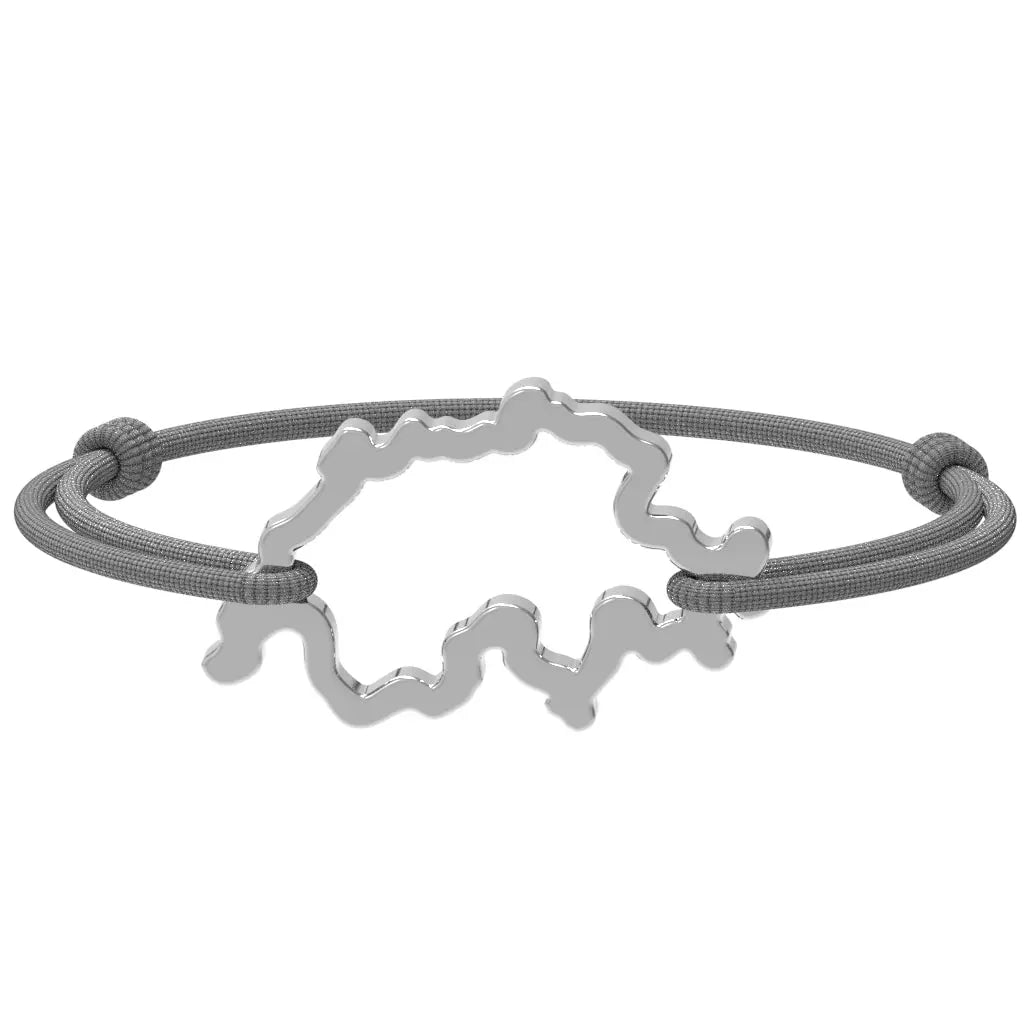 SwissMap - Bracelet carte de la Suisse | Argent rhodié Argent rhodié