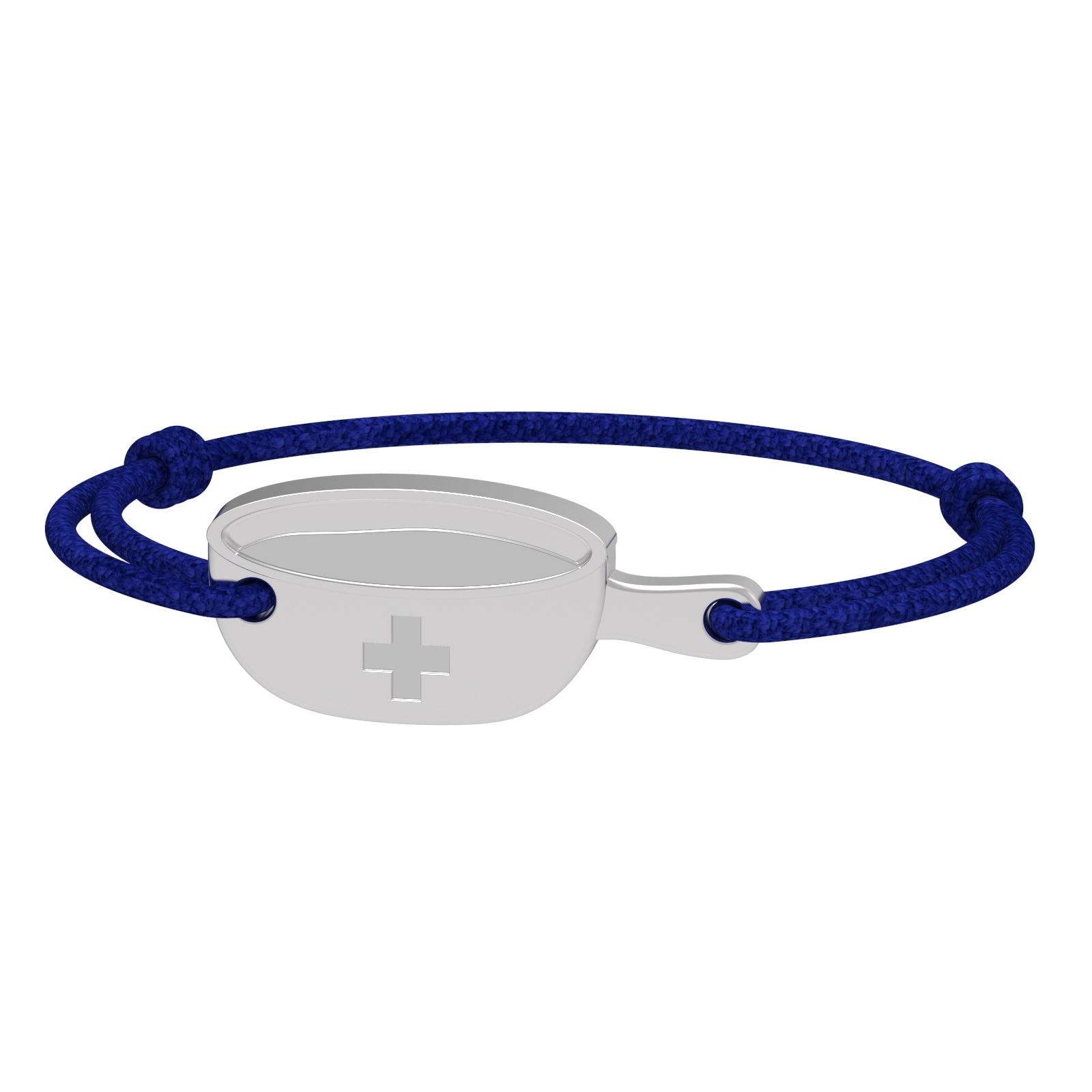 Dessin 3D du bracelet SwissFondue en argent rhodié et cordon bleu