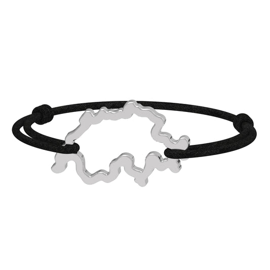 Dessin 3D du bracelet SwissMap en argent rhodié et cordon noir